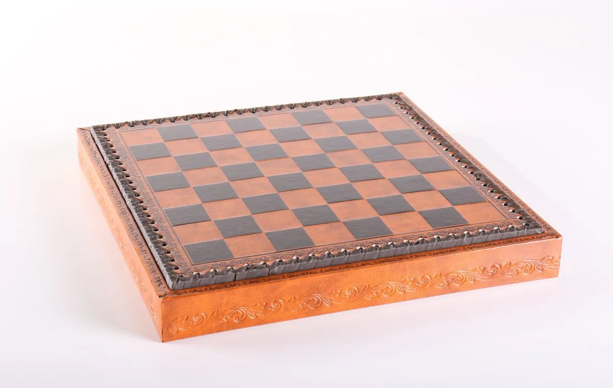 11" Florentine Chess Set on Leatherette Cabinet Board