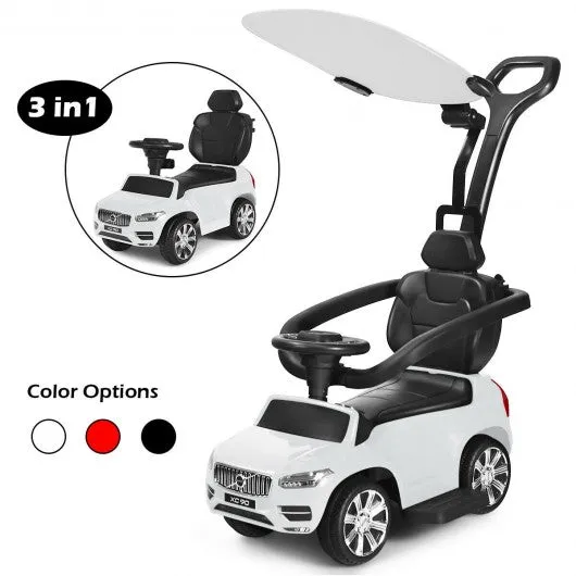 3 in 1 Kids Ride On Push Car Stroller-White