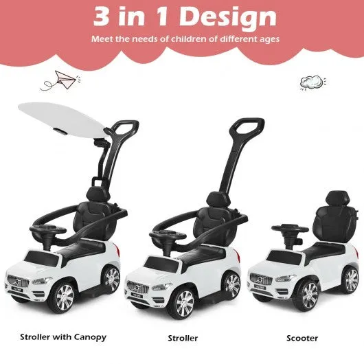 3 in 1 Kids Ride On Push Car Stroller-White