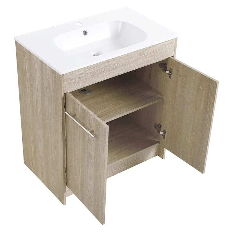 30-Inch Freestanding Bathroom Vanity with Sink and Soft-Close Doors