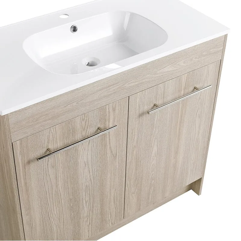 36-Inch Freestanding Bathroom Vanity with Sink and Soft-Close Doors