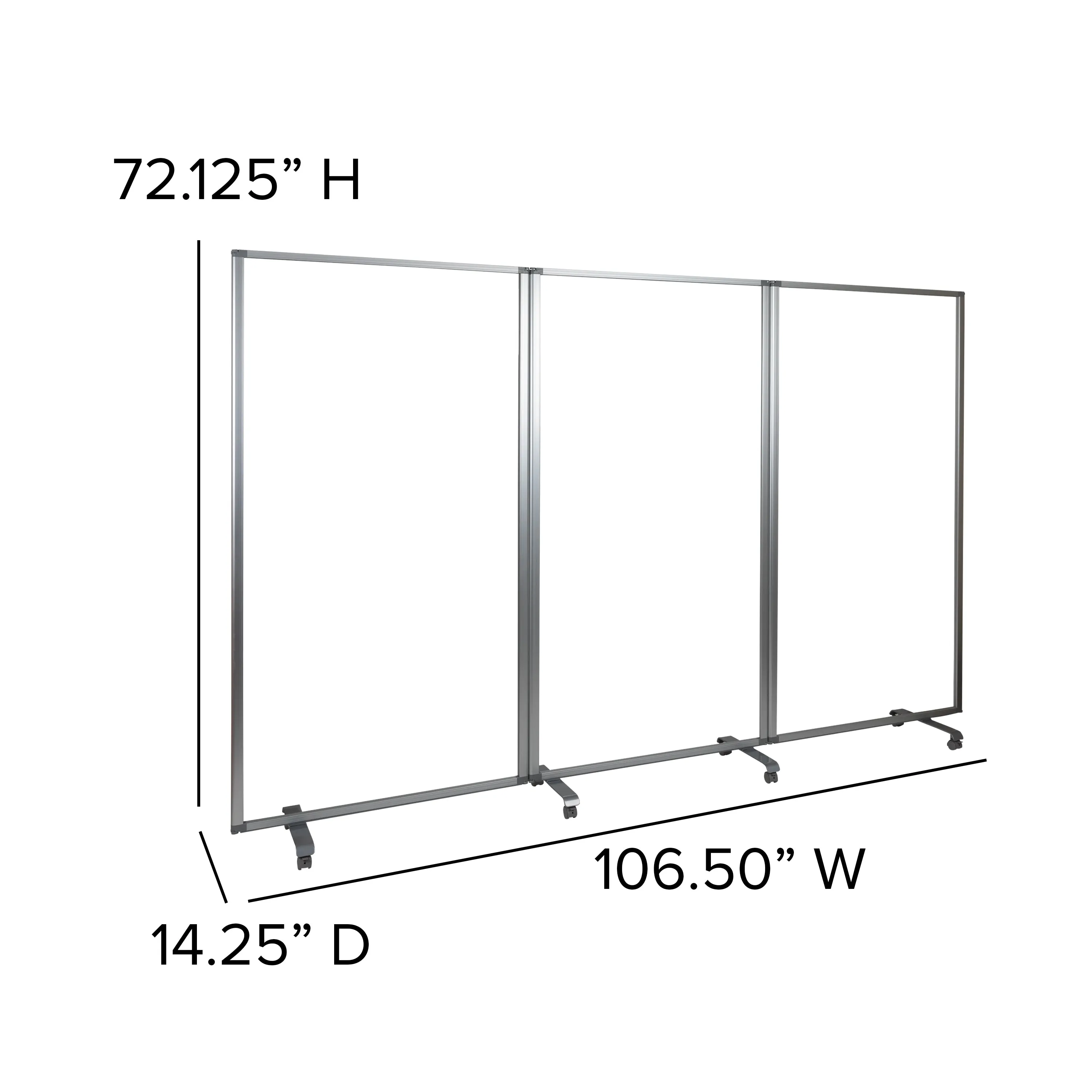 36"L Clear Mobile Partition BR-PTT001-3-AC-90183-GG