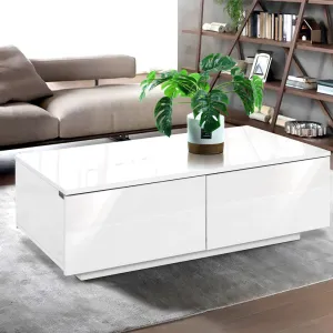 4-Drawer UV Gloss Coffee Table White Particle Board - Artiss