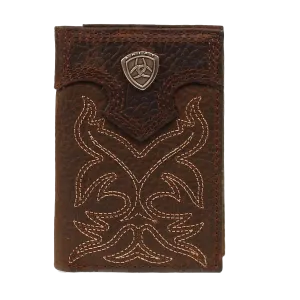 Ariat Brown Tri-fold Rodeo Wallet with Shield Logo A3511002