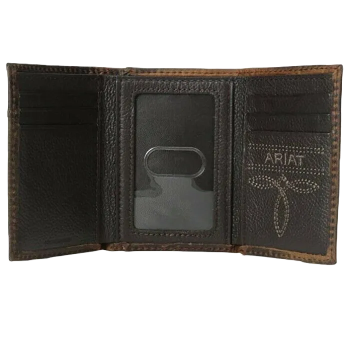 Ariat Brown Tri-fold Rodeo Wallet with Shield Logo A3511002