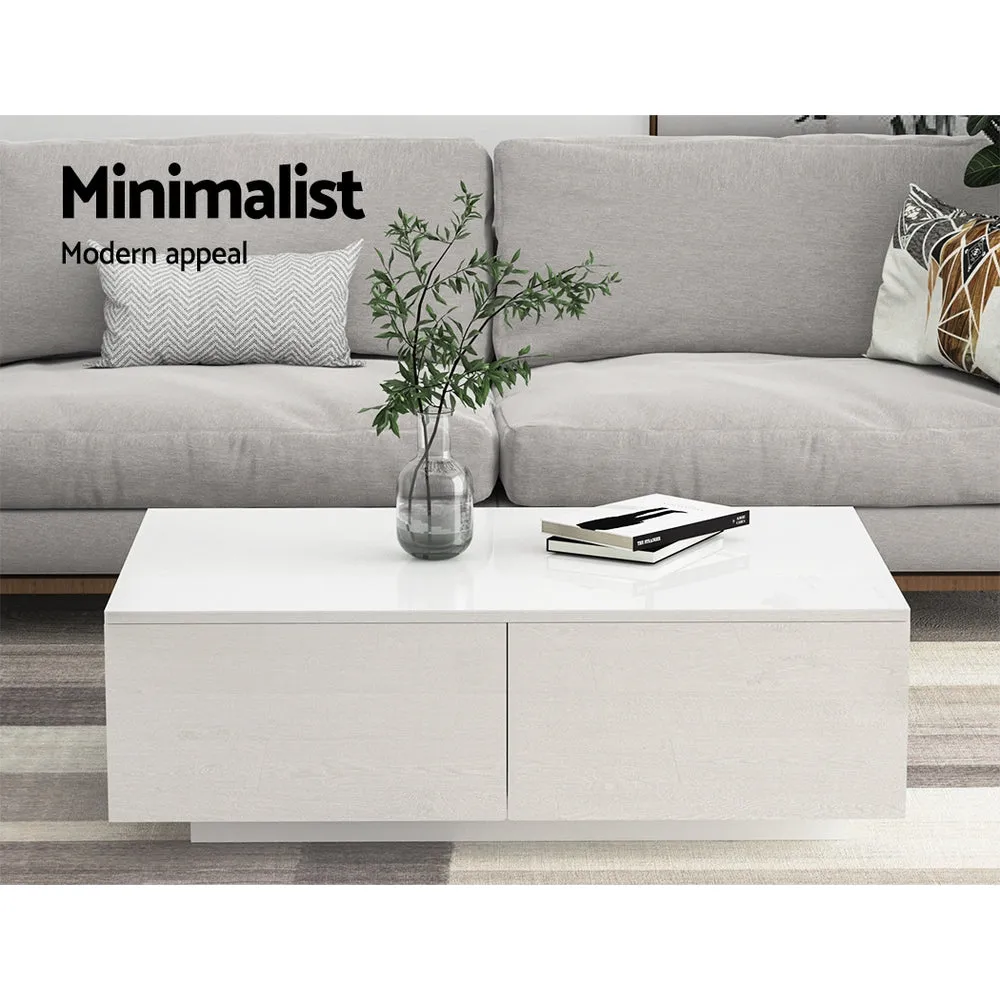 Artiss Modern Coffee Table 4 Storage Drawers High Gloss Living Room Furniture White