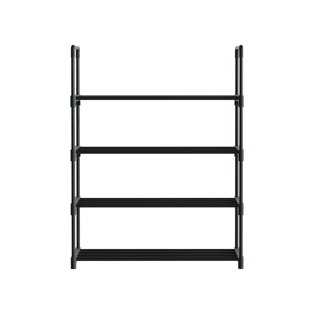 Artiss Shoe Rack Stackable Shelves 4 Tiers 55cm Shoes Storage Stand Black