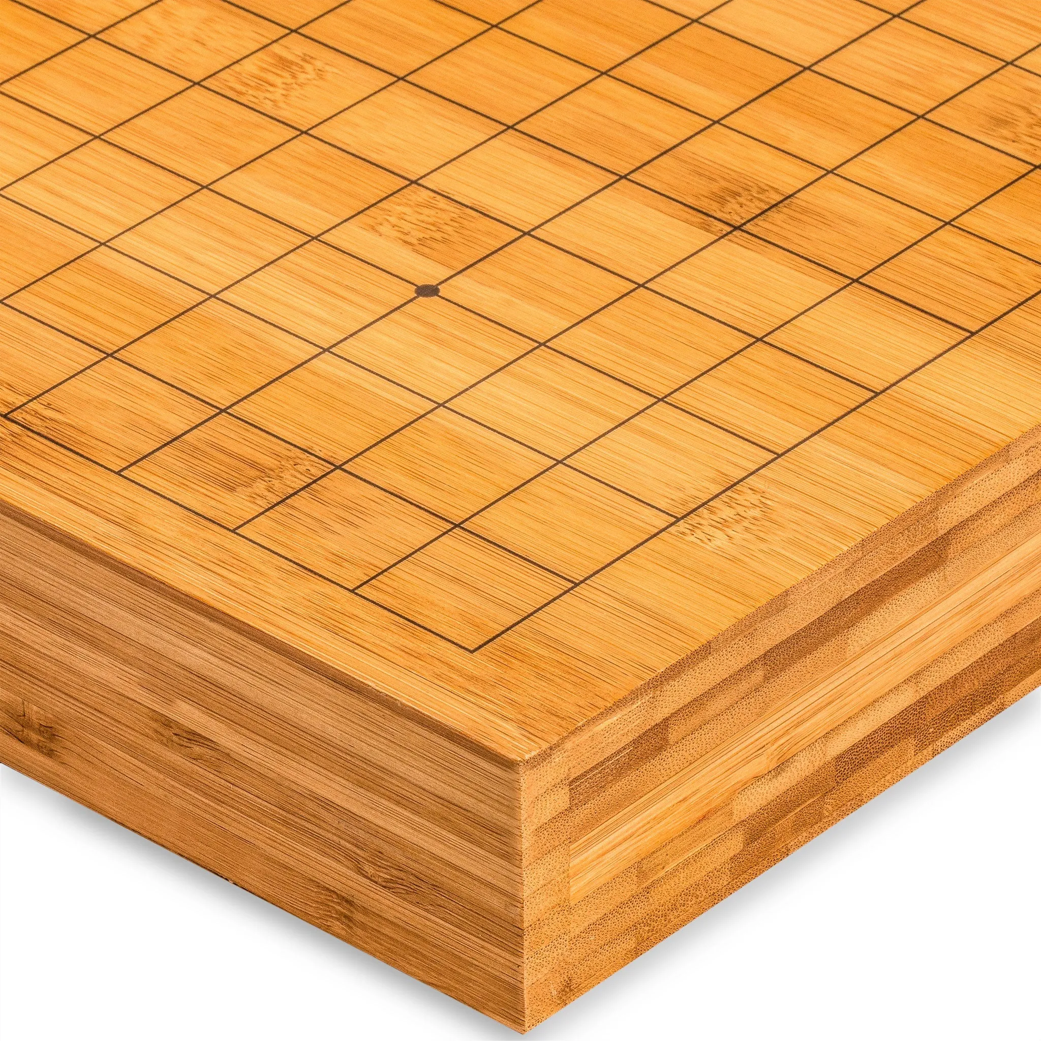 Bamboo 2-Inch Reversible 19x19 / 13x13 Go Game Set Board with 9.2mm Double Convex Yunzi Stones and Bamboo Bowls