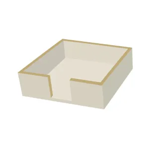 Beverage Napkin Holder Taupe with Gold Border