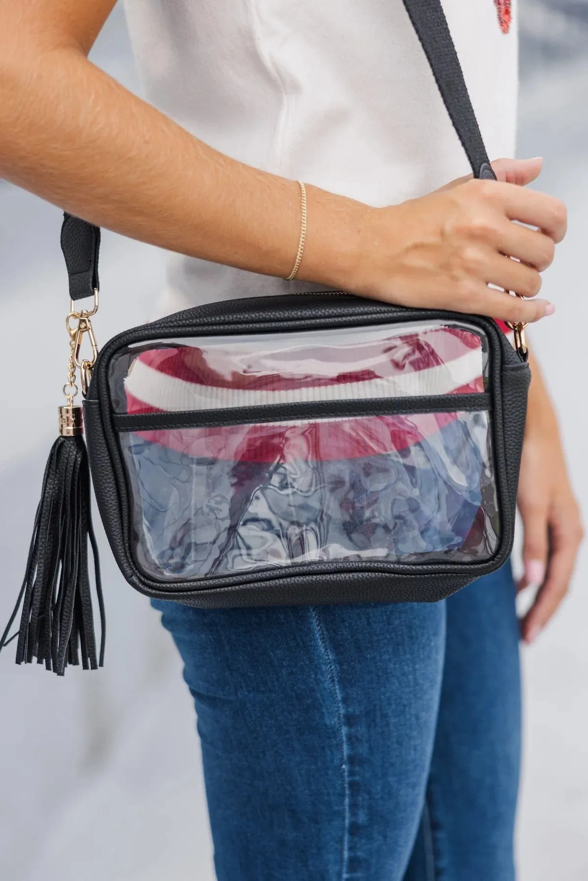 BGS4380 Clear Gameday Crossbody Bag With Tassel