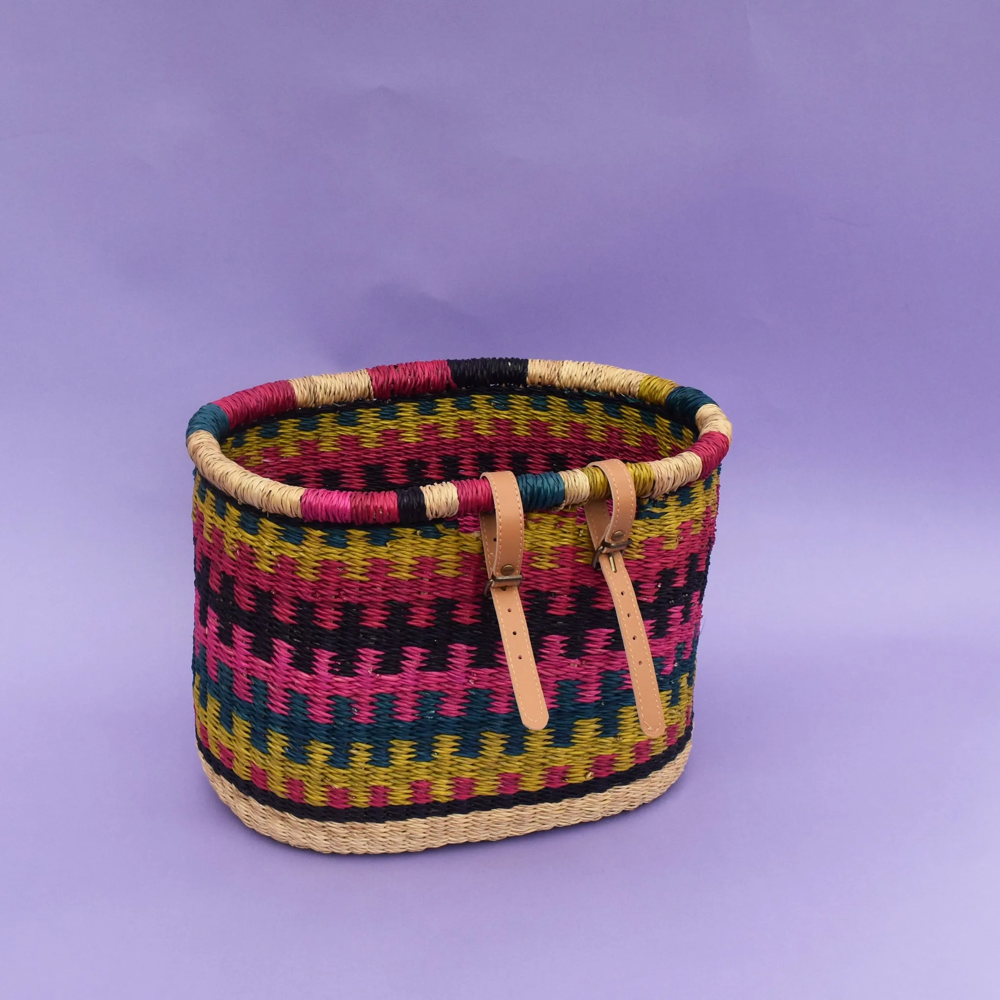 Bicycle Basket with Straps I African Basket - Aya