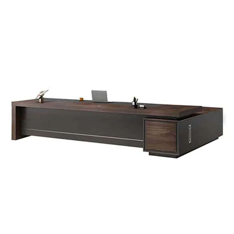 Color-Blocked L-Shaped Executive Desk with Combination Lock and Cabinet for Office LBZ-1027