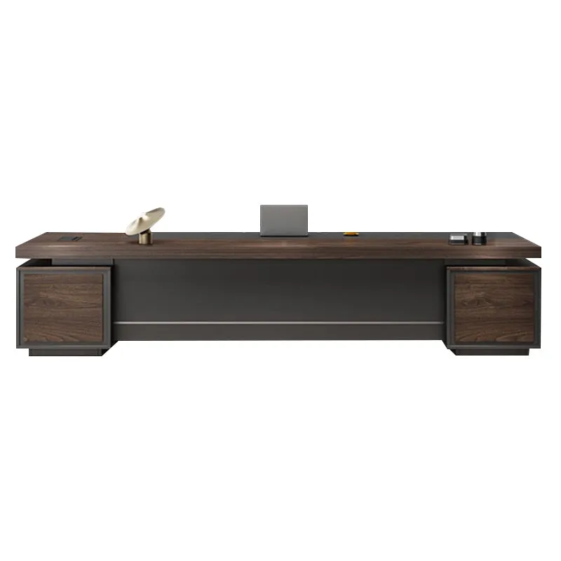 Color-Blocked L-Shaped Executive Desk with Combination Lock and Cabinet for Office LBZ-1027