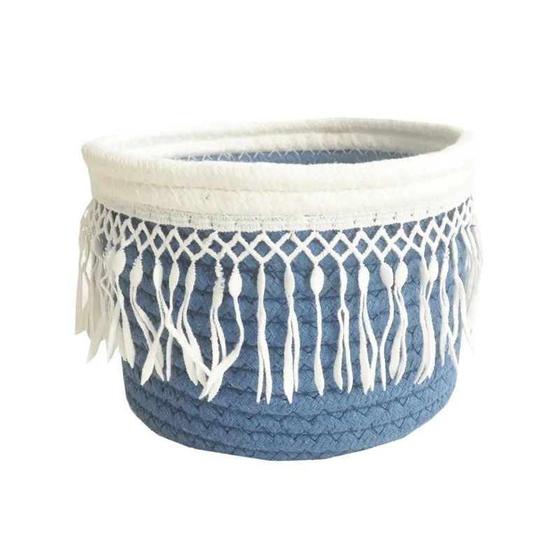 Cotton woven storage basket