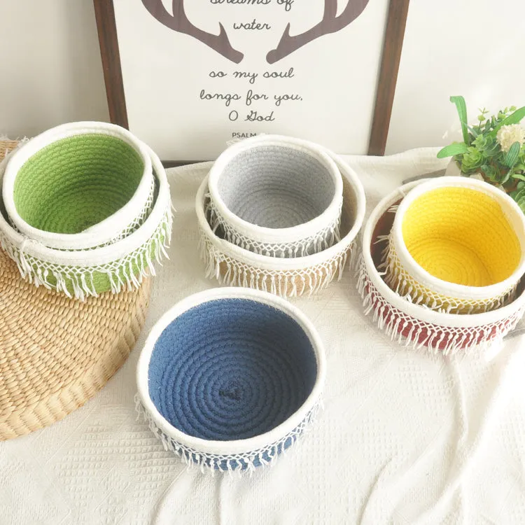 Cotton woven storage basket