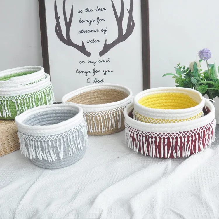 Cotton woven storage basket