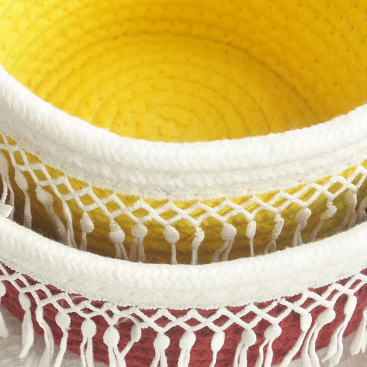 Cotton woven storage basket