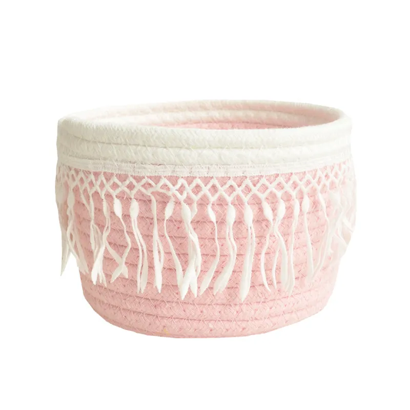 Cotton woven storage basket