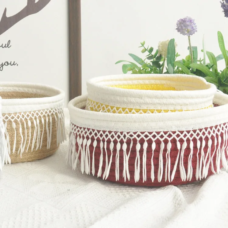 Cotton woven storage basket