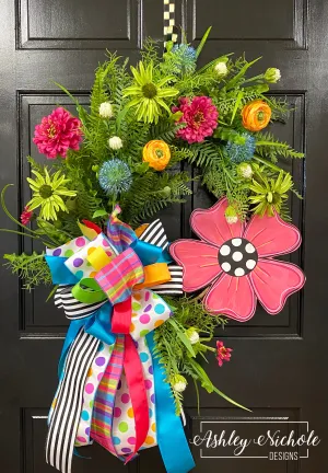 Crazy Dot Fun Floral Wreath