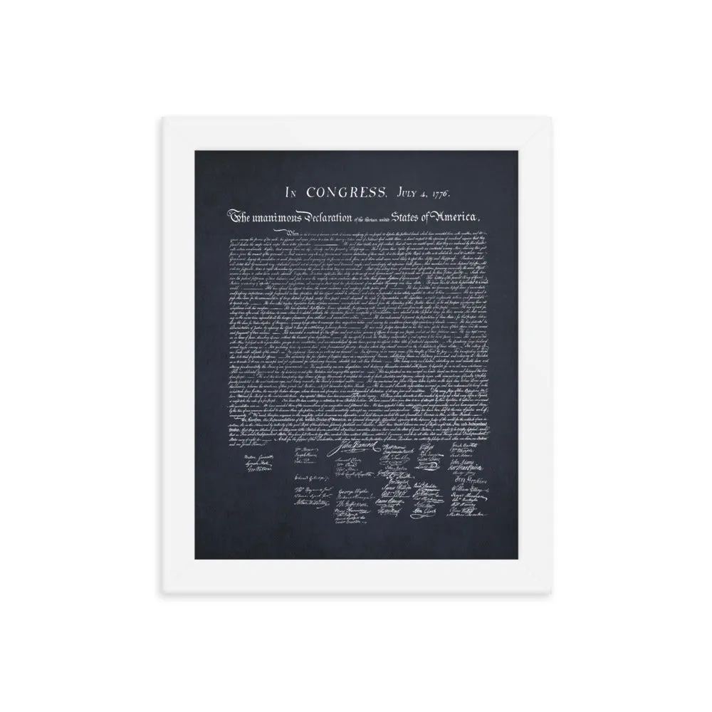 Declaration of Independence in Navy Blue White Framed Print