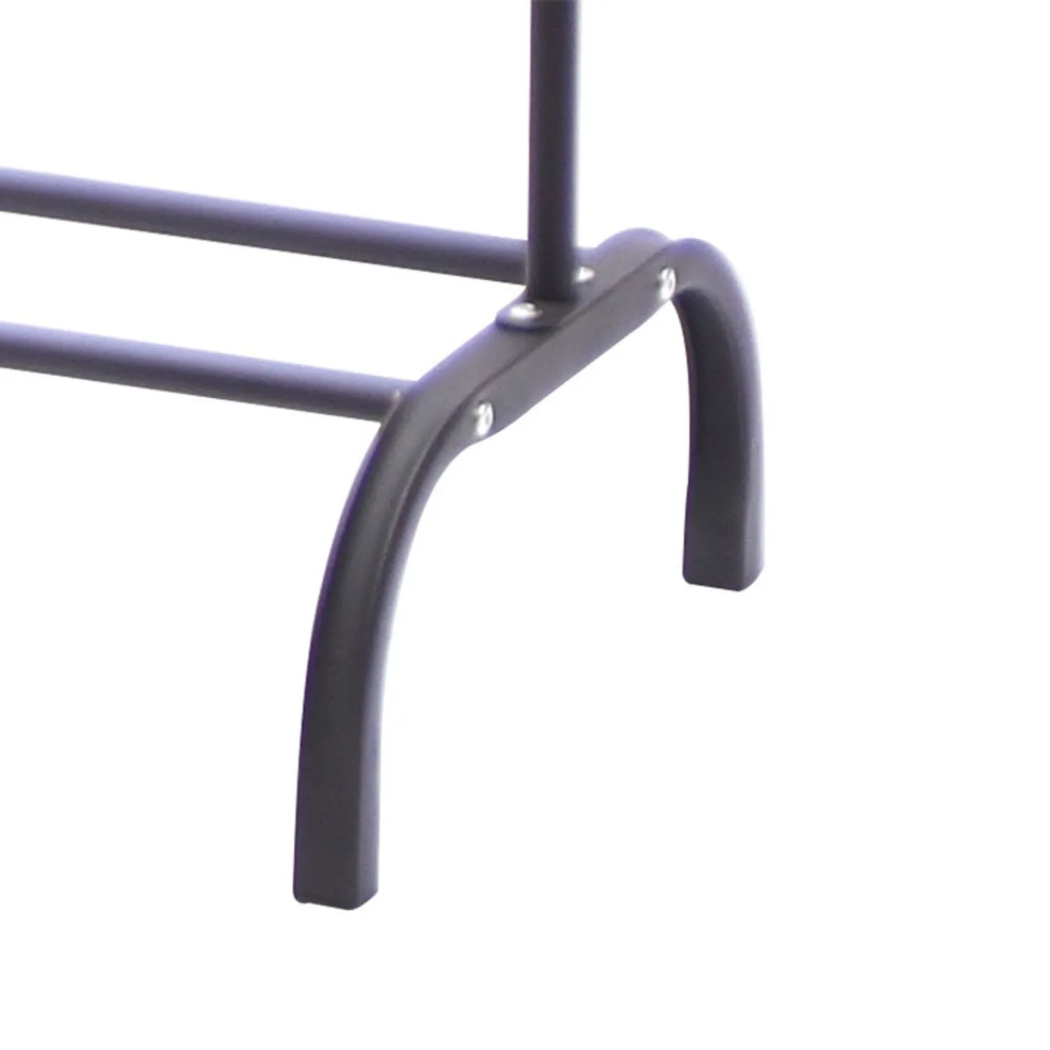 Durable Black Carbon Steel Clothing Rack with Shelf & Anti-Slip