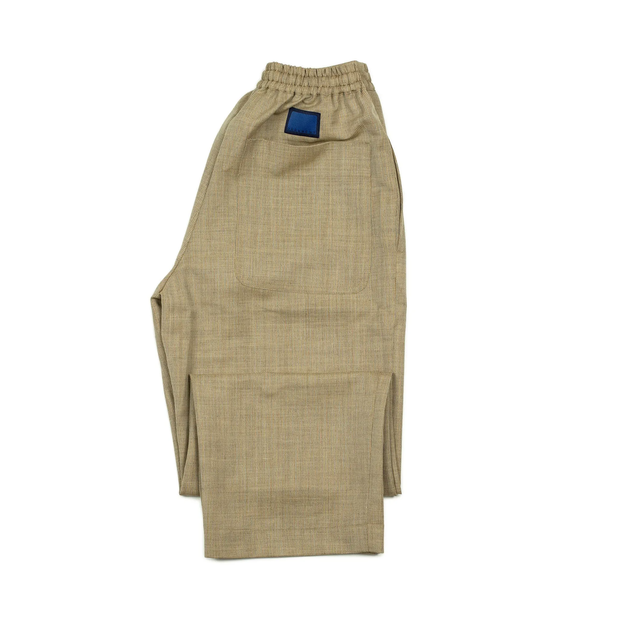 Easy pants in beige and blue lightweight Lovat wool