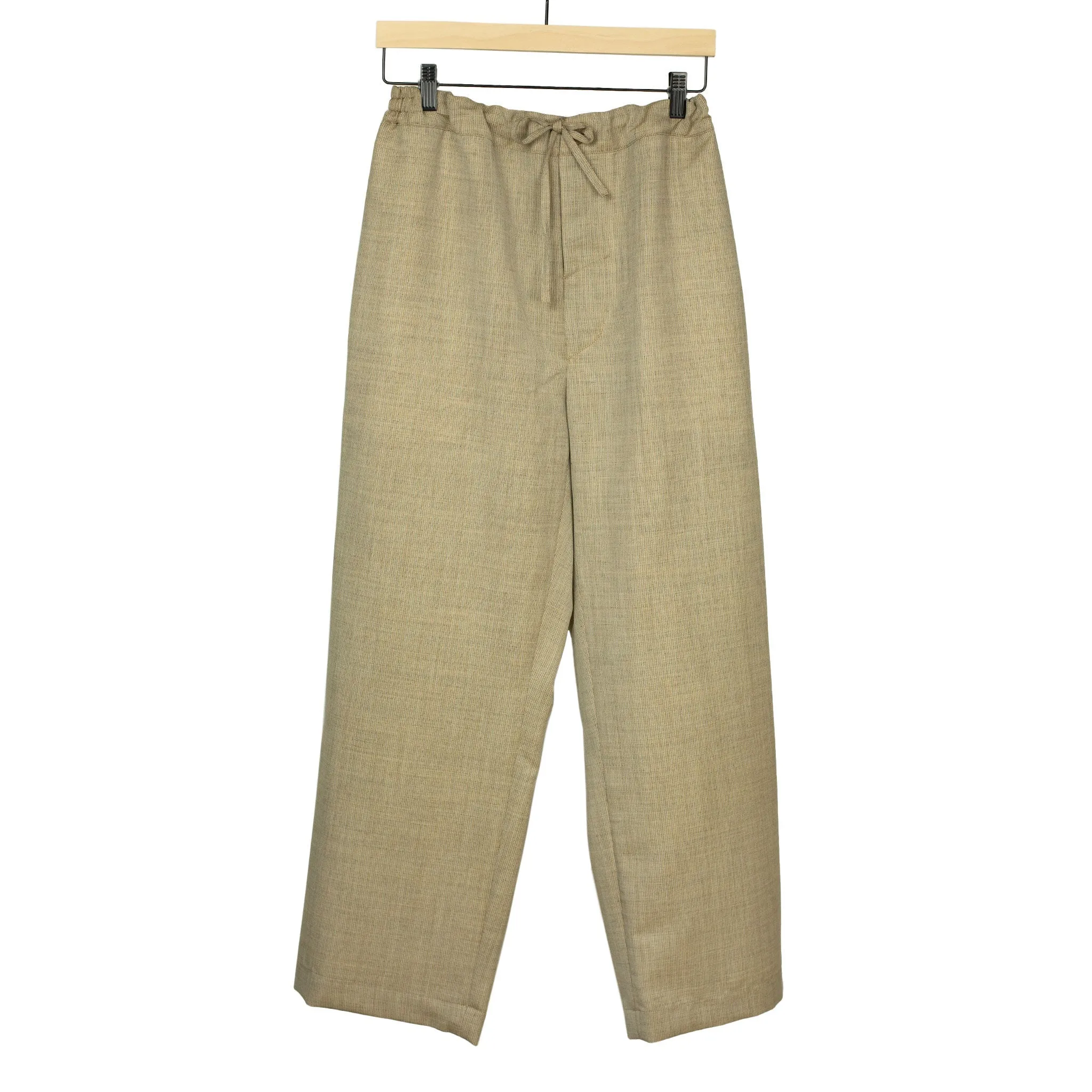 Easy pants in beige and blue lightweight Lovat wool