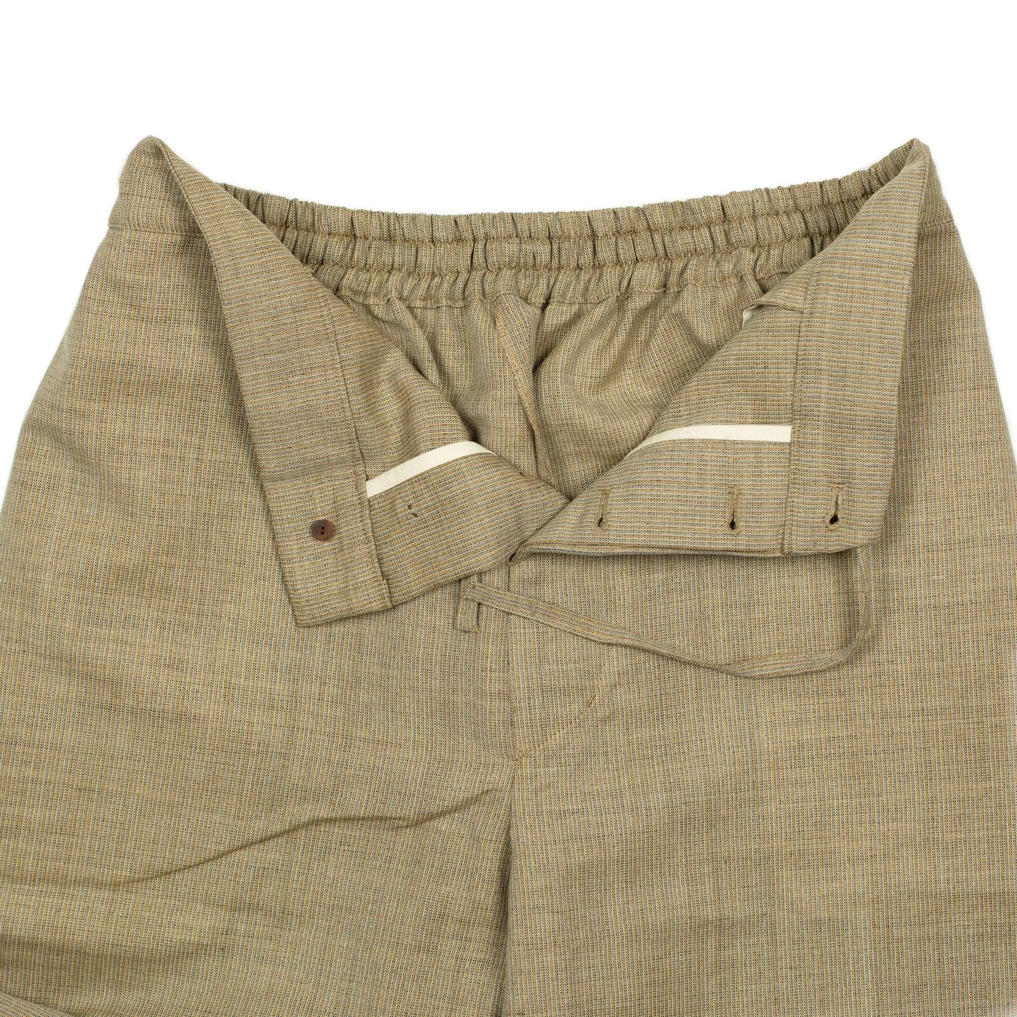 Easy pants in beige and blue lightweight Lovat wool