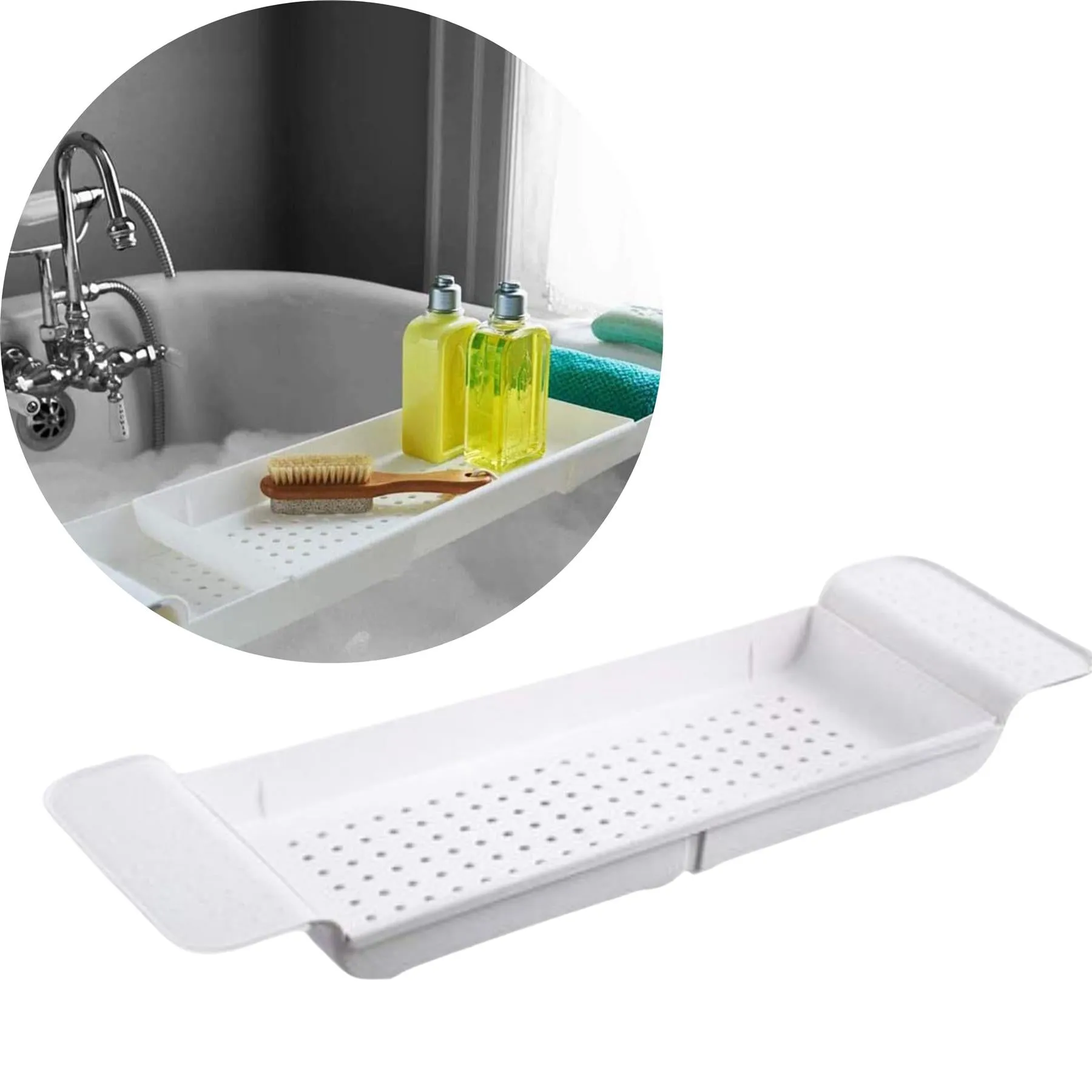 Extendable Plastic Bathtub Tray