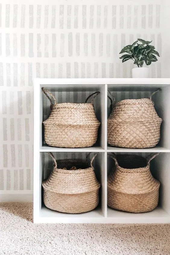 Green plant seaweed woven flower basket portable flowerpot dry flower basket hand woven storage basket sundry basket