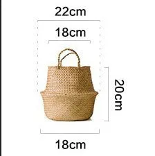 Green plant seaweed woven flower basket portable flowerpot dry flower basket hand woven storage basket sundry basket