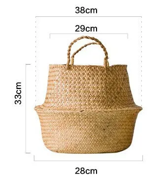 Green plant seaweed woven flower basket portable flowerpot dry flower basket hand woven storage basket sundry basket