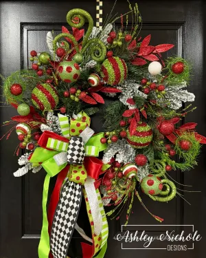 Grinchy & Fun Round Christmas Wreath