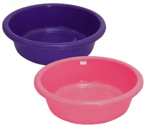 Heart Home Multiuses Plastic Knead Dough Basket/Basin Bowl For Home & Kitchen 6 Ltr- Pack of 2 (Purple & Pink) 52HH3857