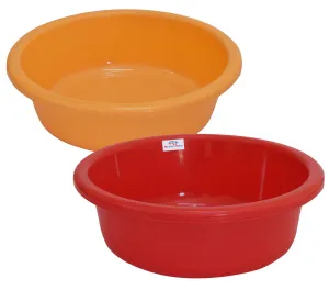 Heart Home Multiuses Plastic Knead Dough Basket/Basin Bowl For Home & Kitchen 6 Ltr- Pack of 2 (Yellow & Red) 52HH3840