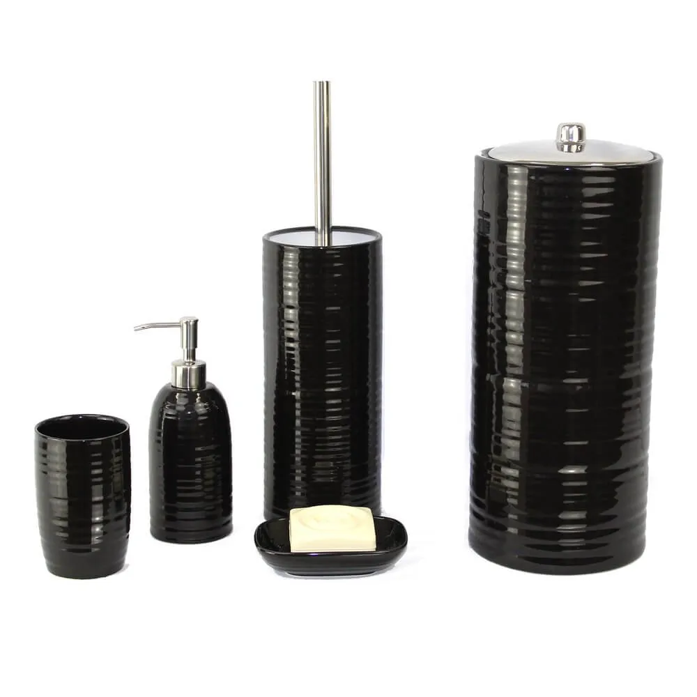 Hush 5 Piece Ceramic Bathroom Accessories Set Black