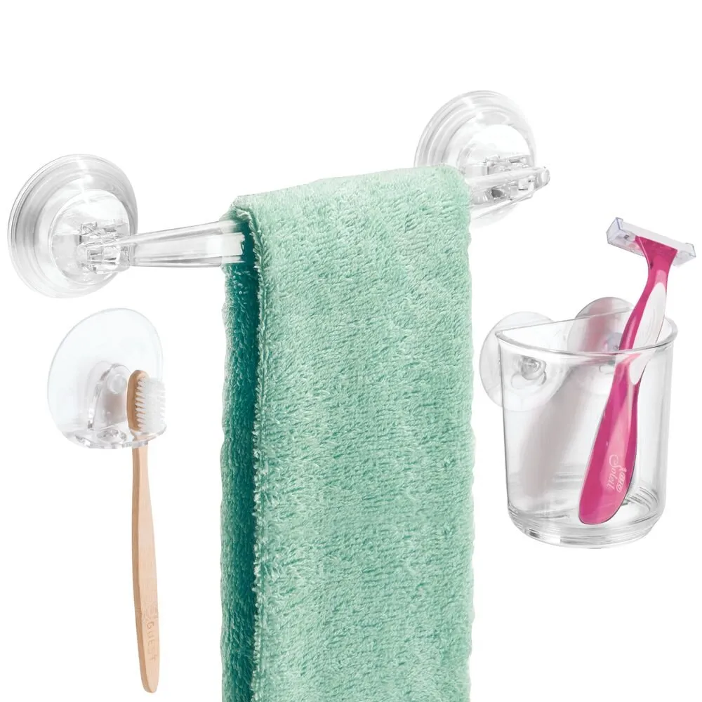 iDesign Bath Storage Power Lock Towel Bar in Clear