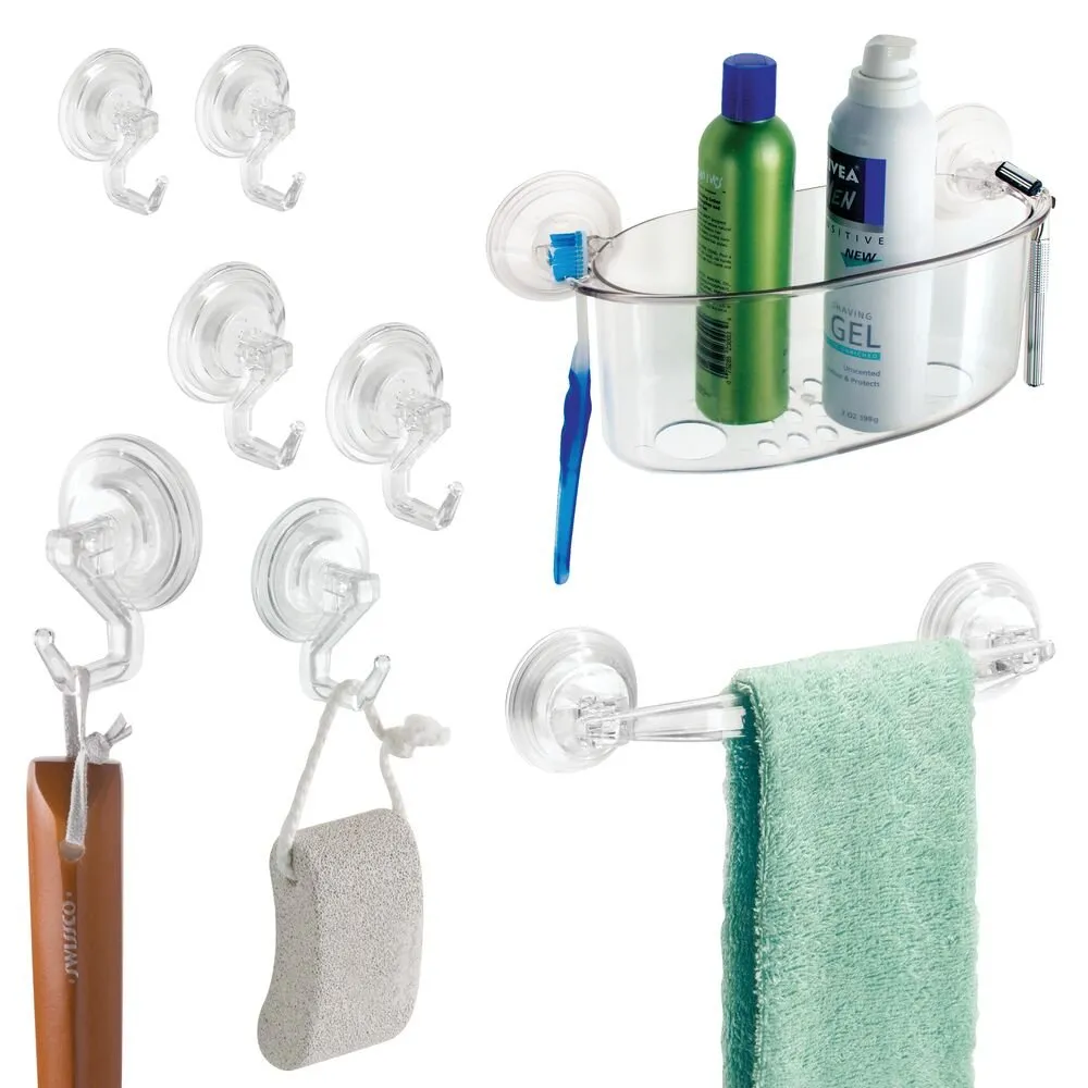 iDesign Bath Storage Power Lock Towel Bar in Clear