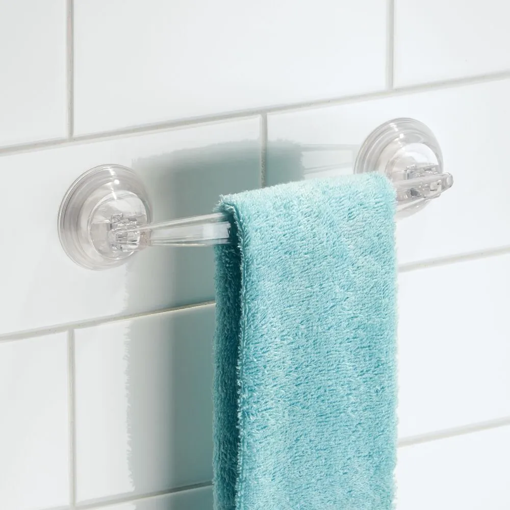 iDesign Bath Storage Power Lock Towel Bar in Clear