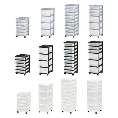 IRIS 5 Drawer Storage Cart with Organizer Top Black