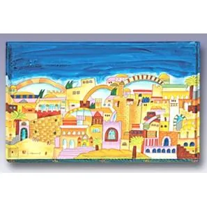 Jerusalem Challah Board - Painted Wood By Emanuel