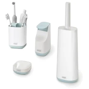 Joseph Joseph 4 Piece Small Bathroom Accessories Set White & Blue