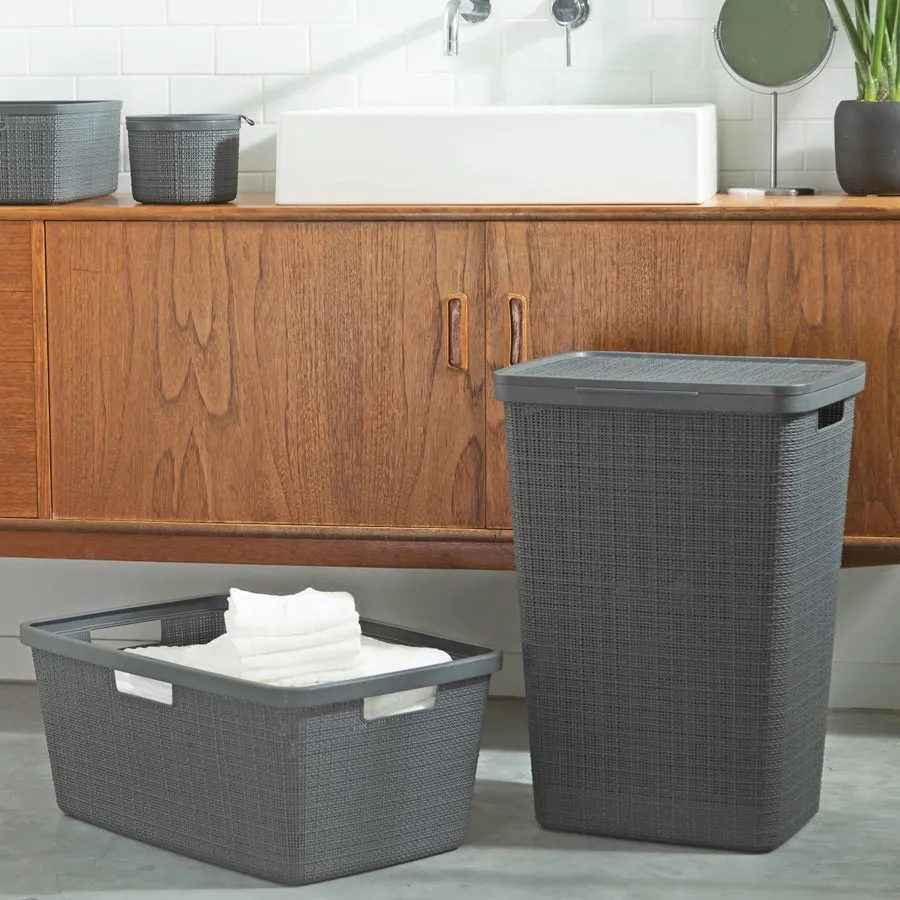 Jute Laundry Hamper 58L Dark Grey