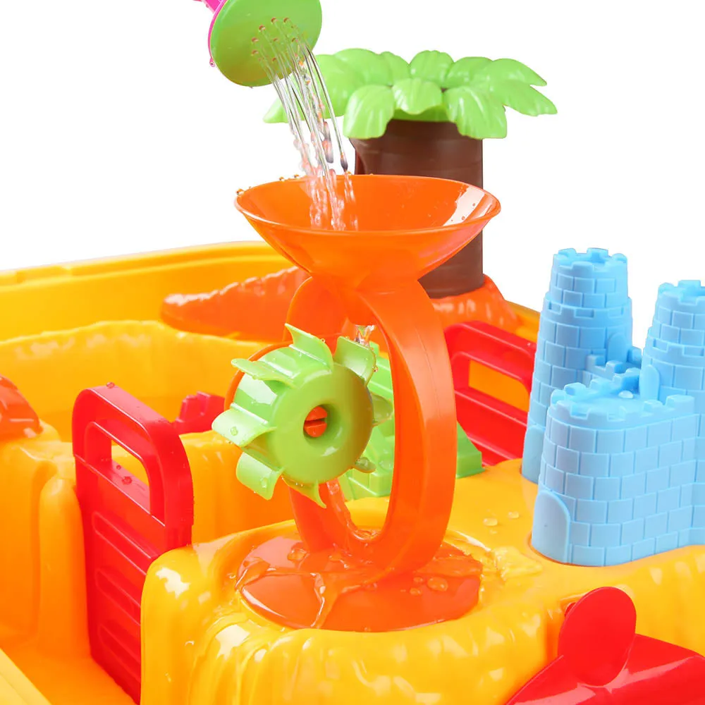 Kids Table & Chair Sandpit Set Water Sand Wheel Castle Shovel Children Play