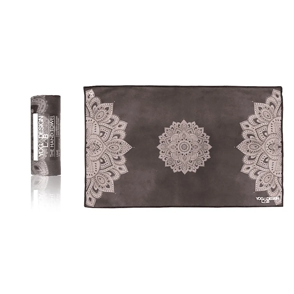 Lightweight Non-Slip Hand Yoga Towel, Mandala Black, YDL