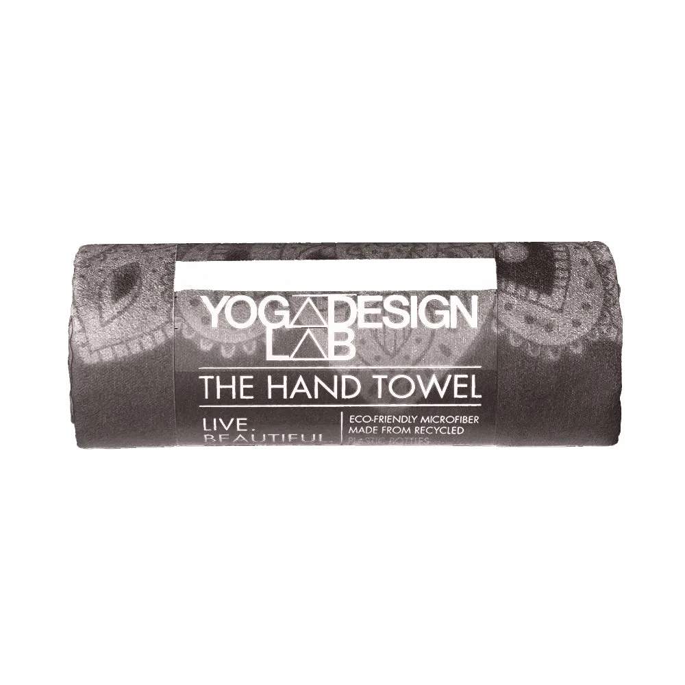 Lightweight Non-Slip Hand Yoga Towel, Mandala Black, YDL