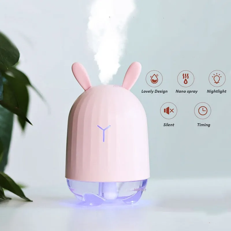 Lovely Rabbit Air Humidifier USB Aroma Diffuser with LED Lamp