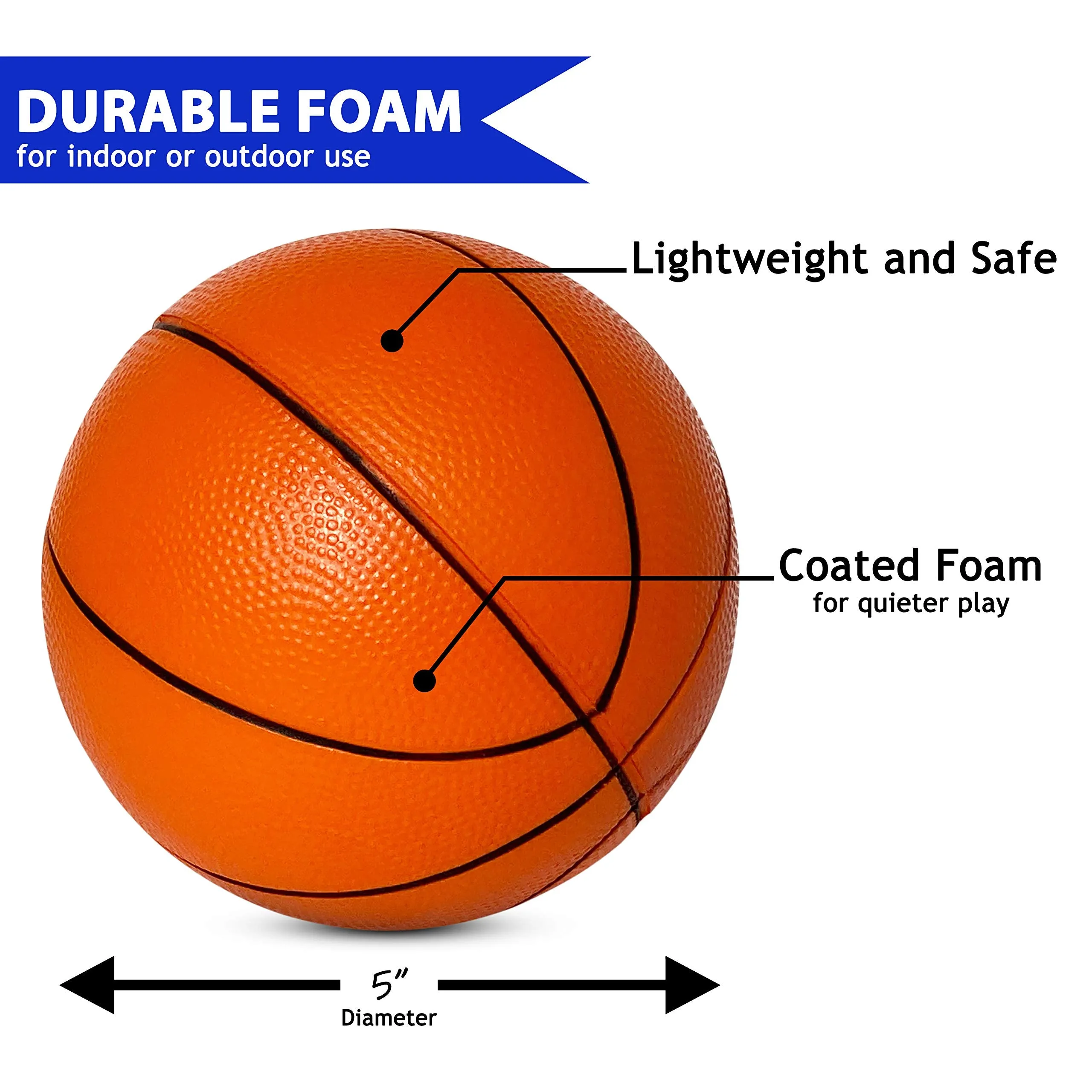 Mini 5 Orange Foam Basketballs for Skywalker Sports Trampoline Basketball Hoop Game