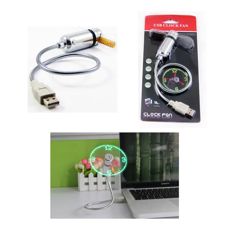 Mini Horloge LED et Ventilateur USB pour ordinateur portable